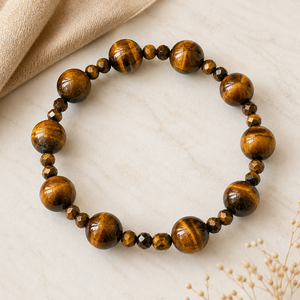 Pulsera de cuentas de ojo de tigre de alta calidad al por mayor, pulsera elástica de piedra de cristal natural de 8 mm para hombres y mujeres, joyería curativa. - Product Image 1
