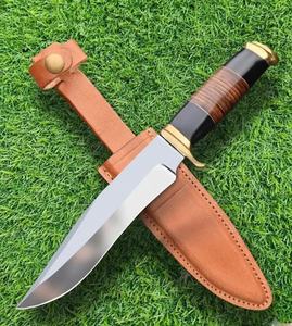 Couteau de chasse Bowie en acier inoxydable à lame fixe, pour survie en extérieur, avec étui en cuir, fournisseur en gros, haute durabilité 58HRC, EDC - Product Image 3