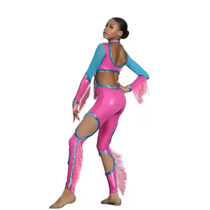 Tenues de danse majorettes métalliques personnalisées, avec paillettes et franges, pour spectacles sur scène, costumes de danseuses professionnelles - Product Image 1