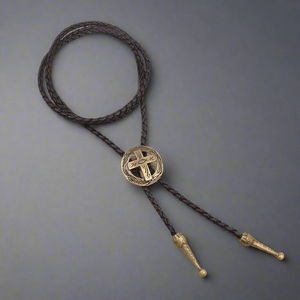 Retro Alloy Pendant Bolo Tie-Adjustable Genuine Leather Cowboy Necktie for Men & Boys - Product Image 2