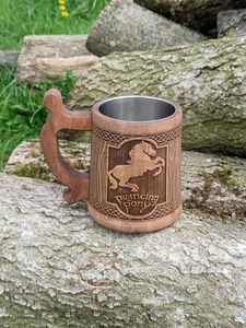 Hand Carved Wooden Mug Engraved Tree Design Polished Brown Handle Cup for Gift and Home Decor - Product Image 5