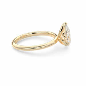 Anillo de compromiso minimalista de oro con diamante cultivado en laboratorio en forma de pera, banda delgada de 14K/18K, anillo de diamante en forma de lágrima. - Product Image 2
