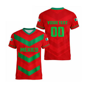 Custom Retro Mexico Soccer Jersey Breathable Polyester Sublimated <b>V</b>-<b>Neck</b> Loose Fit Football Sports <b>T</b> <b>Shirt</b> for <b>Men</b> - Product Image 3