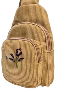 Beige Embroidered Oxford Large Capacity Student <b>Backpack</b> Sling Bag Zipper Shoulder Pack Vintage <b>School</b> Travel Daypack - Product Image 2