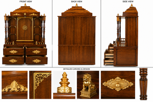 Traditional Teak Wooden Temples for Office Luxury Teak Wood <b>Mandir</b> With Storage Big Size Wooden <b>Mandir</b> At wholesale Price Export - Product Image 6