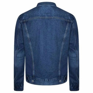 Custom Classic Dark Blue <b>Men</b> <b>Denim</b> <b>Jacket</b> Slim Fit Jean Trucker Style with Button Closure Oem Orders - Product Image 1