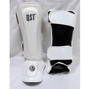 Espinilleras de Boxeo QST Blancas con Acolchado de PU, Protección para Muay Thai, MMA, Artes Marciales, Entrenamiento, Ligeras, Cierre de Velcro - Product Image 1
