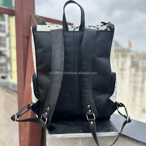 Nueva Mochila de cuero de piel auténtica hecha a mano para el pelo, cuero de vaca Natural genuino Retro, bolsas de ordenador portátil de trabajo informales Unisex Vintage - Product Image 5