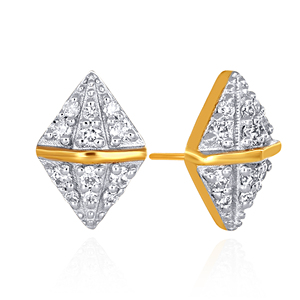 Boucles d'oreilles clous géométriques en or 18 carats avec diamants en forme de cerf-volant, diamants ronds de laboratoire, bijoux de luxe, cadeau - Product Image 3