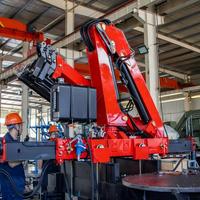 Truk Derek Lipat CE 3.2 Ton dengan Remote Control Hydraulic Knuckle Boom Loader untuk Transportasi Kargo Pickup