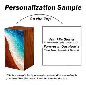 Urne funéraire artisanale en bois et résine motif vague océanique, urne commémorative de plage pour cendres humaines, taille moyenne 9x5,5 pouces, boîte à urne - Product Image 6