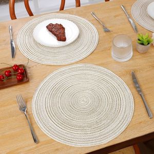 Set di 6 tovagliette circolari intrecciate color avorio da 15 pollici, lavabili, per cucina e sala da pranzo, tovagliette decorative a colori misti - Product Image 6