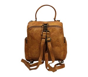Vintage Leather <b>Backpack</b> Distressed <b>Brown</b> Daypack Multi Pocket Zipper Bag Casual Travel Office Stylish <b>Backpack</b> - Product Image 3