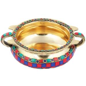 Urli con incrustaciones de 7 pulgadas hecho a mano con asas, botellas decorativas para el hogar, artículo hecho a mano en la India - Product Image 3