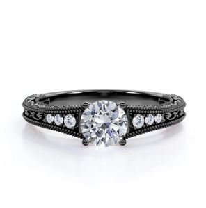 Anillo de Compromiso Vintage de Lujo con Diamante Moissanita de Corte Redondo de 1.1 Quilates, Diseño Filigrana Eduardina en Oro Rosa para Bodas y Fiestas - Product Image 6