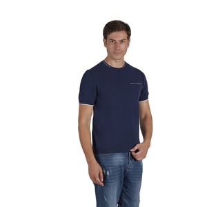 Camiseta de Punto Hecha en Italia para Hombre, Manga Corta, Cuello Redondo, 100% Algodón Orgánico, Secado Rápido, Corte Regular, Diseño Liso - Product Image 1