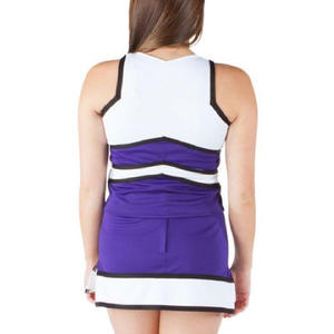 Costume de danse pour filles d'école, uniforme de pom-pom girl en spandex, imprimé par sublimation, sans manches, plissé - Product Image 5