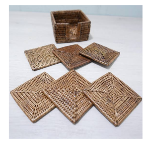 Rattan Coaster <b>Placemat</b> Table Mats for Wine Glass and Cup Protection Coaster with Holder Bohemian Table Mats - Product Image 4