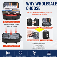 Sac à dos d'affaires imperméable pour ordinateur portable, sac à dos de voyage à compression sous vide pour avion, sac à dos d'affaires compact de luxe