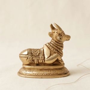 Figurine Nandi en laiton plaqué or, sculpture animale, décoration d'intérieur, artisanat de moulage, pièce d'art 3D - Product Image 1