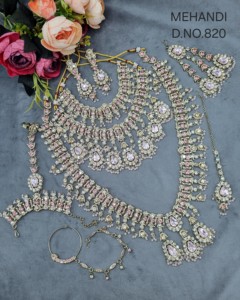 ชุดเครื่องประดับงานแต่งงานแบบหลายชิ้น ประดับด้วยพลอย CZ ทรงลูกแพร์ สำหรับเจ้าสาวชาวอินเดียและปากีสถาน - Product Image 4