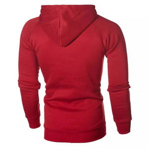 Sudadera con Capucha Roja para Hombre, Cierre de Cremallera, Corte Ajustado, Informal, Tejida, de Poliéster y Algodón, Color Sólido, para Otoño, Producción Harry Johnson - Product Image 3
