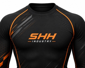 SHH Industries Premium Custom <b>Men's</b> Black Orange MMA BJJ Rash Guard Long Sleeve <b>Compression</b> <b>Shirt</b> Gym Fitness Sportswear OEM - Product Image 4
