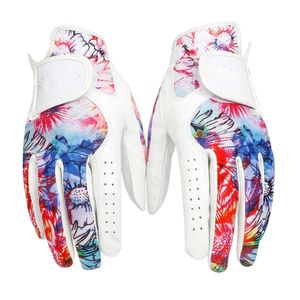 Paire de gants de golf imprimés colorés avec tissu extensible respirant, paume à adhérence douce, accessoires de golf légers et performants - Product Image 1