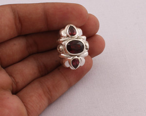 Anillo de Granate Rojo Natural, Plata de Ley 925, Joyería, Anillo de Piedra de Nacimiento de Enero, Estilo Vintage, Anillo de Gema Roja Intensa para Mujer, Fino - Product Image 4