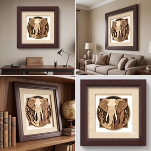 Majestic African <b>Elephant</b> Handcrafted Wooden Veneer Wall Art | Premium Layered Wood Inlay | Rustic Wildlife Home <b>Decor</b> Gift - Product Image 3