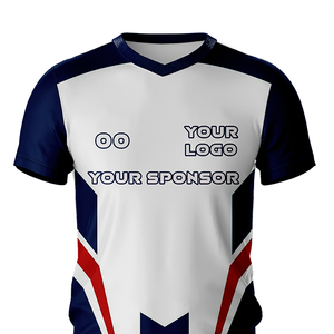 Ensemble de maillots de football personnalisés pour hommes, sublimés, col en V, manches courtes, polyester, uniformes personnalisés avec le nom de l'équipe pour les clubs et les matchs - Product Image 5