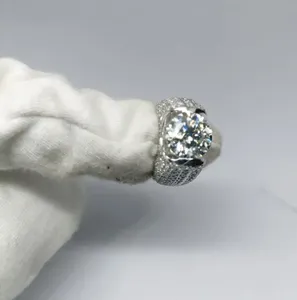 Moissanite Luxury <b>Ring</b> 925 <b>Sterling</b> <b>Silver</b> Big Round Cut Engagement <b>Ring</b> Pave <b>Set</b> Diamond Look Wedding Jewelry High Quality <b>Ring</b> - Product Image 6