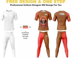 Venta al por mayor directa de fábrica: Conjunto de compresión transpirable para hombre con diseño personalizado y estampado digital por transferencia térmica para MMA (Rash Guard) - Product Image 2