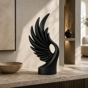 Sculpture décorative d'aile abstraite en résine, design minimaliste pour table, décoration de salon - Product Image 3