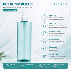 300ml Eco-Friendly Clear Aqua <b>Pump</b> Custom Logo White for Body Wash Cosmetic PET <b>Lotion</b> Shampoo Essential Oil <b>Bottle</b> Packaging - Product Image 3
