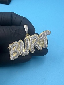 Colgante de Nombre Personalizado con Diamantes de Imitación, Chapado en Oro sobre Plata de Ley 925, Estilo Hip Hop, Moderno - Product Image 6