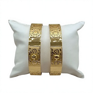 22K Solid Gold <b>Bangle</b> <b>Set</b> for Women Traditional Indian Gold Kada Pair Elegant Handcrafted Yellow Gold Bracelets - Product Image 1