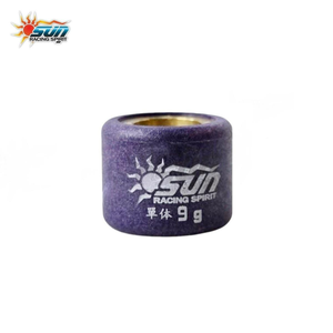 SUN RACING BEAT ICON 16x13mm 9G Violet Kit de rouleaux CVT en laiton composite pour mise à niveau de transmission de scooter 6 pièces Fabriqué à Taïwan - Product Image 1