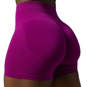 Shorts Deportivos de Cintura Alta Color Morado para Mujer, Suaves y Elásticos, para Entrenamiento, Fitness, Yoga, Ropa Deportiva Activa, Cómodos y de Alto Rendimiento - Product Image 4