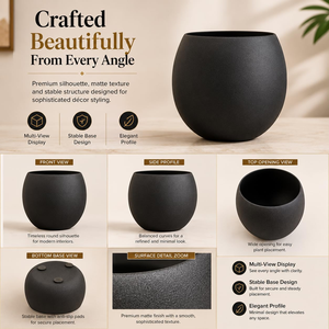 Premium Black Metal Planter <b>Pot</b> with Modern Round Design <b>Decorative</b> Flower Container for Indoor Outdoor <b>Plants</b> Home Living Room - Product Image 4