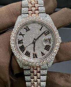 Reloj de Alta Calidad con Moissanita D VVS, Esfera de Cristal Analógica con Fecha Automática ETA, Acero Inoxidable en Dos Tonos, Oro Blanco y Oro Amarillo, Estilo Hip Hop - Product Image 1