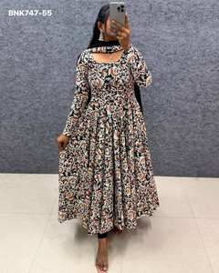 Best Quality <b>Indian</b> Traditional Ethnic Clothing Best <b>Fabric</b> pure cotton kalamkari block print Anarkali Kurti Wholesale Supply - Product Image 3