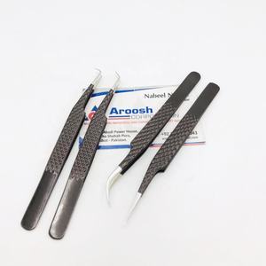 Pinzas profesionales de Extensión de pestañas de acero inoxidable sólido marrón de alta calidad agarre de diamante tipo de belleza punta puntiaguda al por mayor - Product Image 6