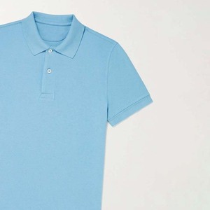Polo en coton bleu clair à manches courtes pour homme, couleur unie, style décontracté, respirant, coupe classique - Product Image 2