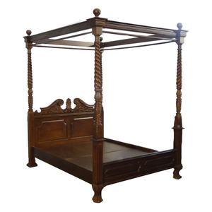 Lit à baldaquin de luxe en bois d'acajou, ensemble de meubles de chambre à coucher, robuste, élégant et confortable pour un repos de qualité - Product Image 3