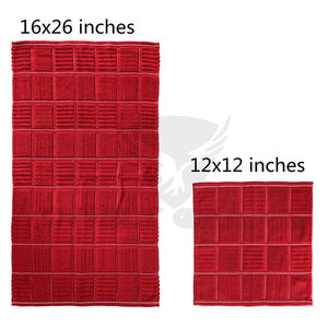 <b>Red</b> Cotton <b>Towel</b> Set Rectangular Woven Solid Color Pla in Home Use - Product Image 5