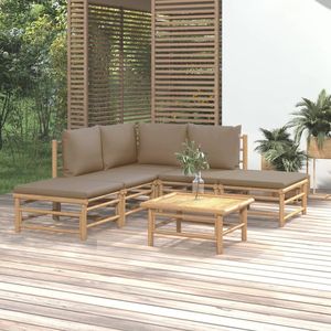 Set Lounge da Giardino Modulare in Bambù Color Tortora, 6 Pezzi - Product Image 1