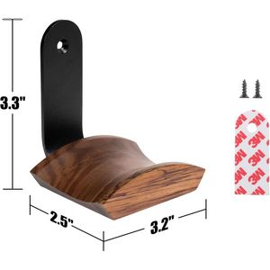 Support mural pour casque en bois de noyer avec adhésif VHB et vis, supporte jusqu'à 10 lb, produit de rangement mural en bois de noyer noir - Product Image 4