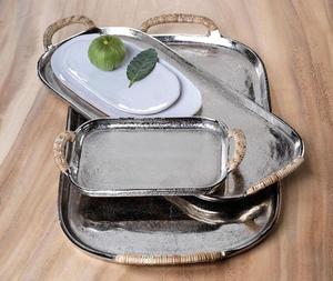 Bandeja decorativa elegante de estilo antiguo, plato decorativo vintage, bandeja ornamental plateada, bandeja artesanal para decorar - Product Image 5