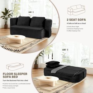 Sofá Cama Convertible Modular Queen Size de Tela Scott, Sofá de Dos Plazas Convertible, Sofá Nube Sin Estructura Extensible - Product Image 5